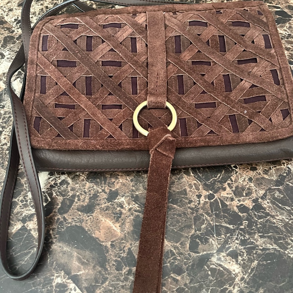 Brown Suede Crossbody Bag